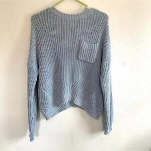 Gray Rag Poets Oversized Crew Neck Knit Crop TopSweater Size S